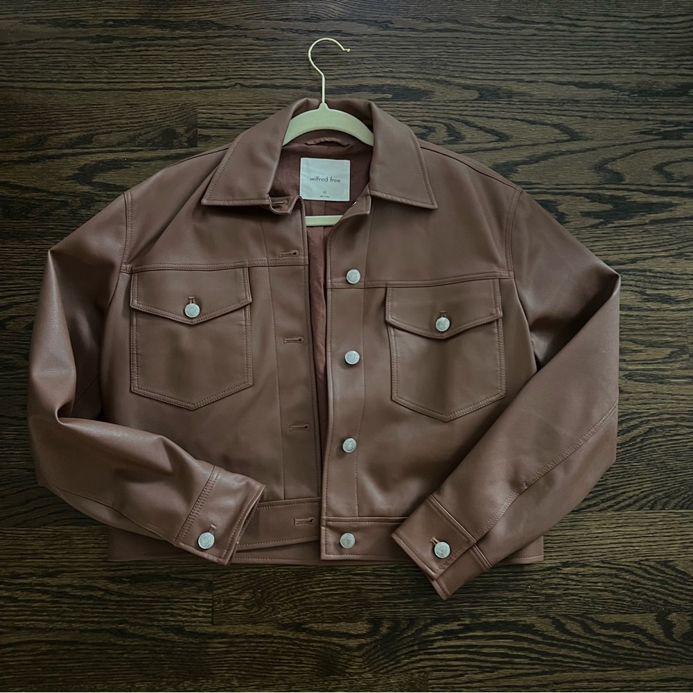 Wilfred Leather Moto Jacket - Size XS - Brown